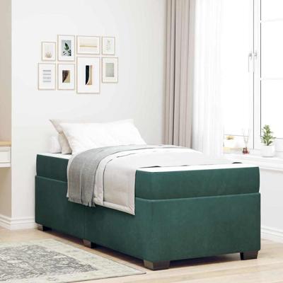 Bedframe met matras met matras Donkergroen 90 x 190 cm Fluweel