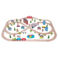 Bigjigs houten treinset stad en land, 101dlg. - thumbnail