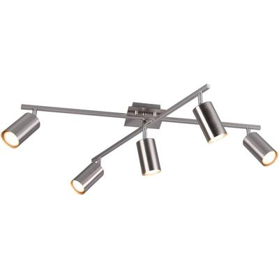 LED Plafondspot 5-lichts Rechthoek Mat Nikkel Aluminium GU10