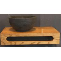 Waskom Sanilux Rond 20x12 cm Natuursteen met Massief Wood Planchet - thumbnail