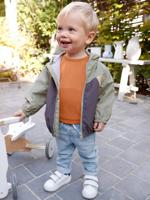 Windjack colorblock voor babyjongens blauwgroen - thumbnail
