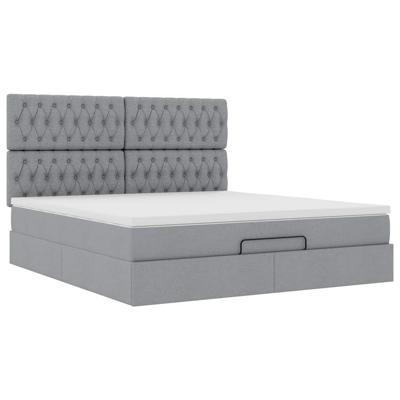 Ottoman bed met matras 120x190 cm stof lichtgrijs