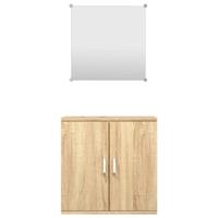 2-delige Badkamermeubelset bewerkt hout eikenkleurig - thumbnail