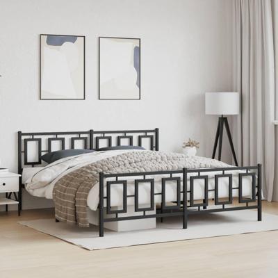 Bedframe met hoofd- en voeteneinde metaal zwart 183x213 cm