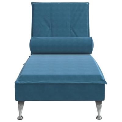 Massage chaise longue met bolster fluweel blauw