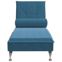 Massage chaise longue met bolster fluweel blauw - thumbnail