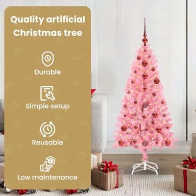VidaXL Kerstboom met 150 led met standaard roze 120 cm pvc