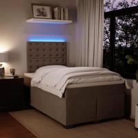 Boxspring met matras fluweel lichtgrijs 120x190 cm - thumbnail