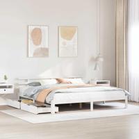 Bedframe met lades massief grenenhout wit 180x200 cm - thumbnail