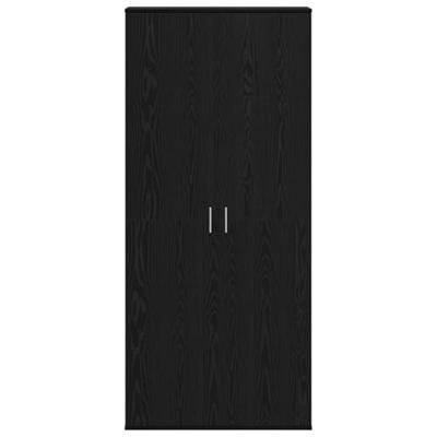 Hoge Kast Zwart Eiken 80x35x180 cm Engineered Hout