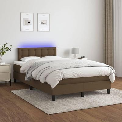 Boxspring met matras en LED stof donkerbruin 120x200 cm