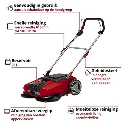 Einhell TE-SW 18/610 Li Solo - Accu Veegmachine | 18V | 610 mm | 20L | Zonder accu&apos;s en lader - 2352040 - 2352040