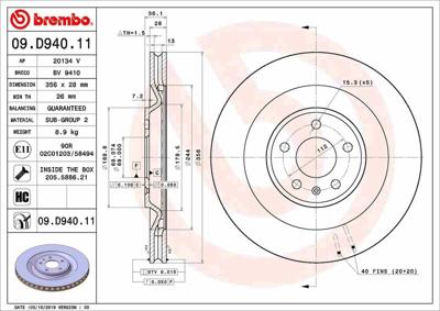 2 remschijven BREMBO 09.D940.11 PRIME LINE - UV Coated