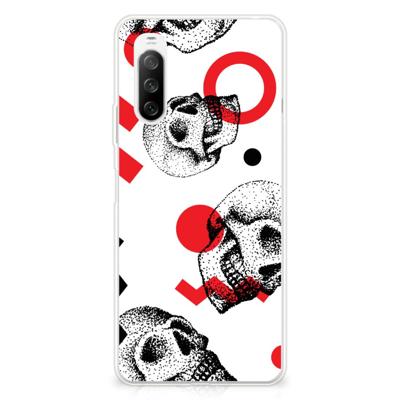 Silicone Back Case Sony Xperia 10 III Skull Red Silicone Back Case Sony Xperia 10 III Skull Red