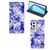 Mobiel BookCase OnePlus 9 Angel Skull Blauw - thumbnail