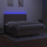 Boxspring met matras en LED stof taupe 180x200 cm - thumbnail
