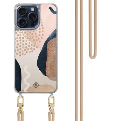 iPhone 15 Pro Max hoesje met beige koord - Abstract dots iPhone 15 Pro Max hoesje met beige koord - Abstract dots