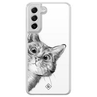 Samsung Galaxy S21 FE hybride hoesje - Kat kiekeboe - thumbnail