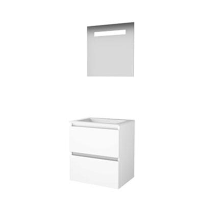 Basic Economic 46 badmeubelset met spiegel met geïntegreerde LED verlichting, greeploze wastafelonderkast met 2 lades en acryl wastafel met 1 kraangat Basic Economic 46 badmeubelset met spiegel met geïntegreerde LED verlichting, greeploze wastafelonderkast met 2 lades en acryl wastafel met 1 kraangat