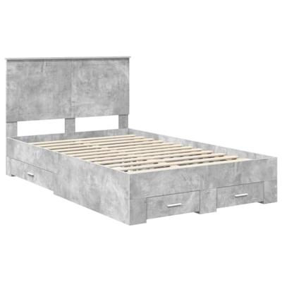 Bedframe met hoofdeinde Beton Grijs 120 x 190 cm Bewerkt hout