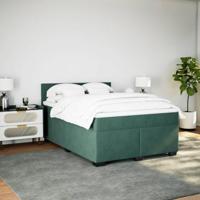 Boxspring met matras fluweel donkergroen 140x200 cm - thumbnail