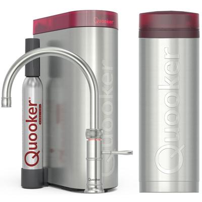 Quooker Classic Fusion Round Keukenkraan Set - Kokend Warm- en Koud Water - RVS - Inclusief PRO3 Reservoir & CUBE - Direct Gekoeld Bruisend Water
