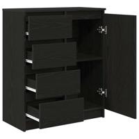 Dressoir met lades 71x35x84 cm spaanplaat zwart eikenkleurig - thumbnail