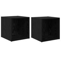 TV-kast met opslag 2 pcs Zwart 37 x 35 x 37 cm Bewerkt hout - thumbnail