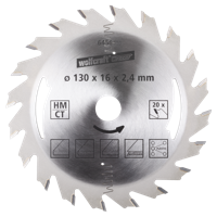 Wolfcraft 6456000 Hardmetaal-cirkelzaagblad 127 x 16 mm Aantal tanden: 20 1 stuk(s) - thumbnail