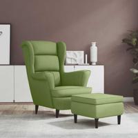 Fauteuil met voetenbank fluweel lichtgroen - thumbnail