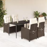 5-delige Tuinset met kussens poly rattan bruin - thumbnail