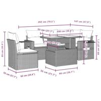6-delige Loungeset met kussens poly rattan grijs - thumbnail