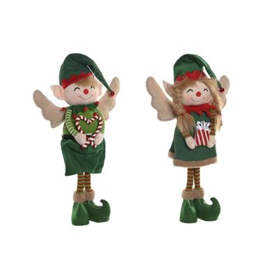 Kerstversiering Home ESPRIT Rood Groen Elf 31 X 13 X 53 CM (2 Stuks)