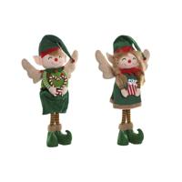 Kerstversiering Home ESPRIT Rood Groen Elf 31 X 13 X 53 CM (2 Stuks) - thumbnail