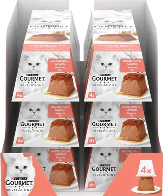 Purina Gourmet Revelations mousse met zalm nat kattenvoer (57 gr) 3 trays (12 x 57 g)