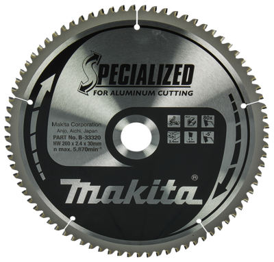 Makita Afkortzaagblad voor Aluminium | Specialized | Ø 260mm Asgat 30mm 80T - B-33320