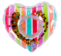 Opblaasbare Bekerhouder Glitter Regenboog Hart - thumbnail