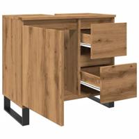 Badkamerkast 65x33x60 cm bewerkt hout artisanaal eikenkleurig - thumbnail
