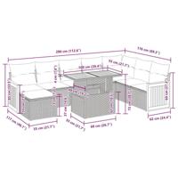 9-delige Loungeset met kussens poly rattan acacia zwart - thumbnail