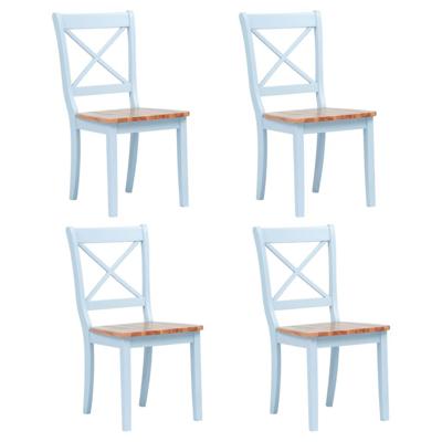 VidaXL Eetkamerstoelen 4 st massief rubberwood grijs en naturel