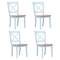 VidaXL Eetkamerstoelen 4 st massief rubberwood grijs en naturel - thumbnail