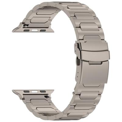 By Qubix - Titanium H-type schakelband - Titanium kleur - Compatible met Apple Watch 38mm / 40mm / 41mm / 42mm - Compatible Apple watch bandjes