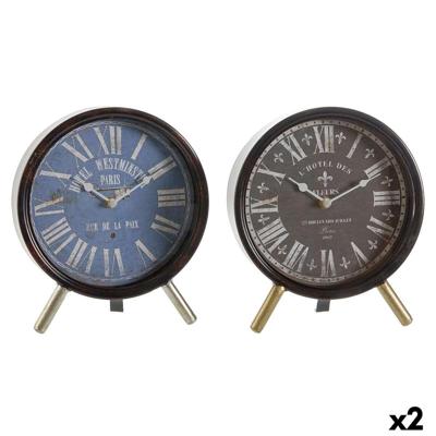 Tafelklok DKD Home Decor Blauw Zwart Vintage (2 Stuks)