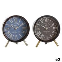 Tafelklok DKD Home Decor Blauw Zwart Vintage (2 Stuks) - thumbnail