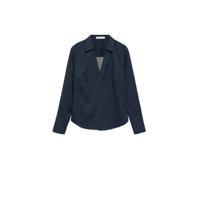 Mango blouse met all over print marine - thumbnail