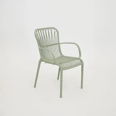 Vita Madrid diningstoel stapelbaar vergrijsd groen