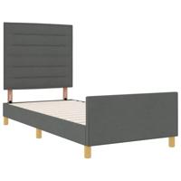 Bedframe met hoofdeinde Donkergrijs 90 x 190 cm Stof - thumbnail