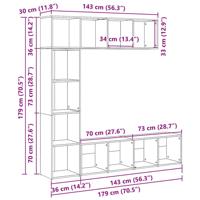 Boekenkasten 3 st bewerkt hout artisanaal eikenkleur - thumbnail