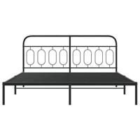 Bedframe met hoofdbord metaal zwart 180x200 cm - thumbnail