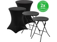 Bardi 2 x Salontafel - Bijzettafel Inklapbaar 60 x 74cm - Zwart Inclusief Zwarte Rokken - thumbnail